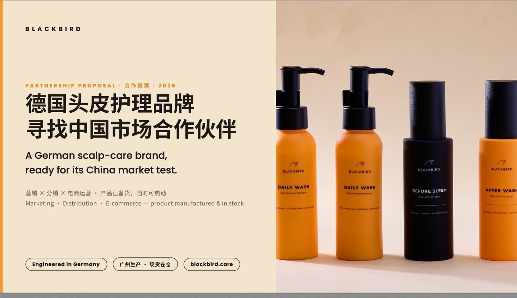 Blackbird 2026 German scalp-care brand China partnership proposal deck